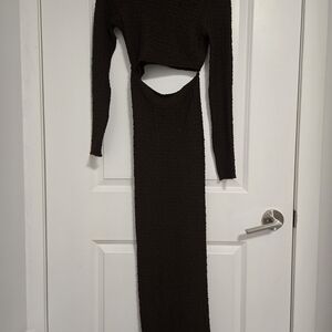 Zara Dark Brown Textured Knit Top